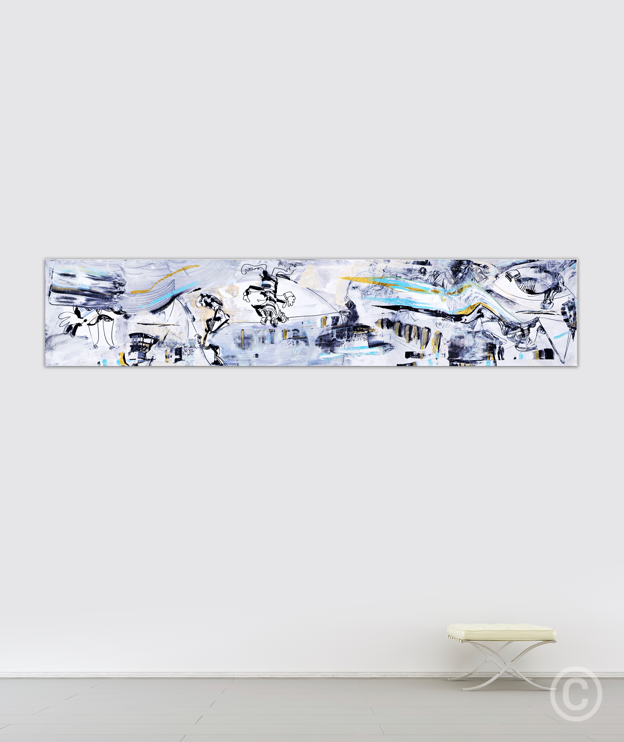 AABA (Bleu) Exhibit - [250 x 51 cm] Acrylic on linen © Prosper Jerominus, 2015