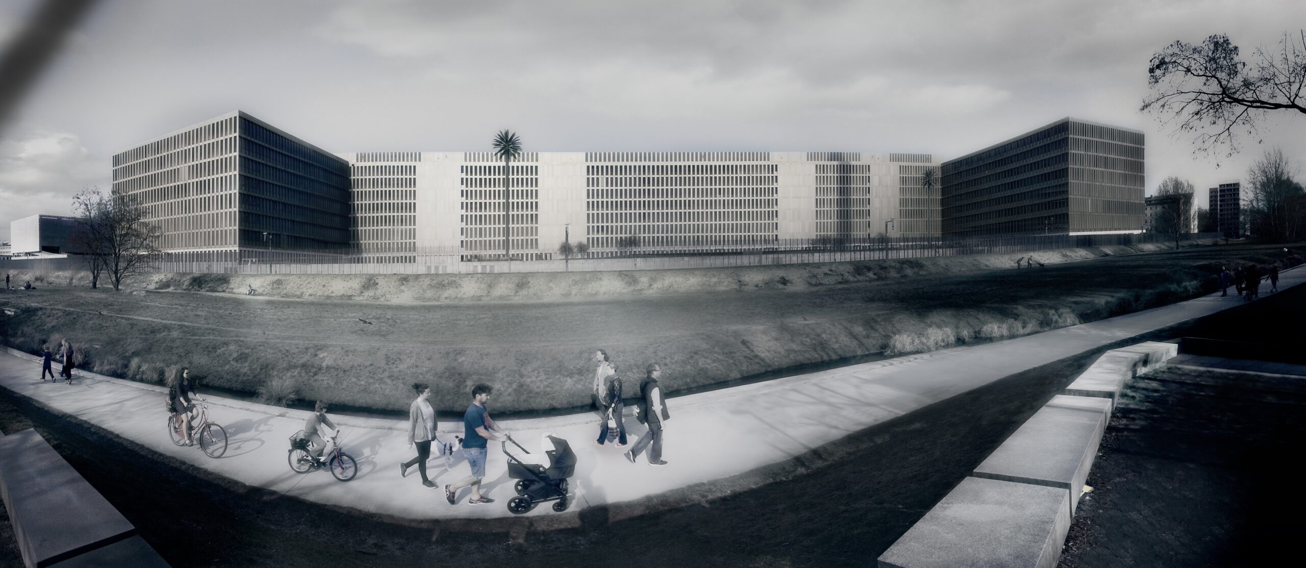 Surveillance-02. Headquarters of the Federal Intelligence Service (BND) of Germany. The world's largest intelligence headquarters. From the OFFSIDE project (2017 - 2018) Kleihues + Kleihues architects 2006-2016 © Prosper Jerominus 2018